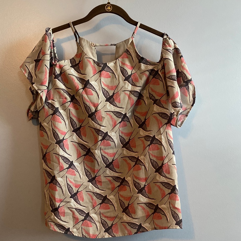 Printed Cold Shoulder Top